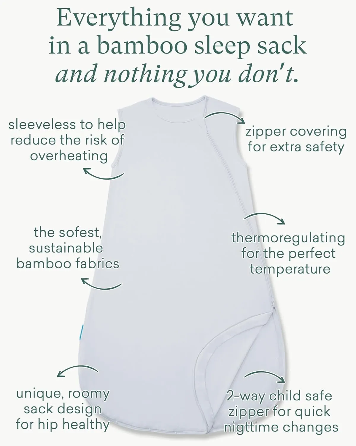 Supersoft Sleep Sack 0.5 TOG, Premium Bamboo Viscose Sleeping Bag Thin Baby Wearable Blanket 2-Way Zipper Sleep Sack