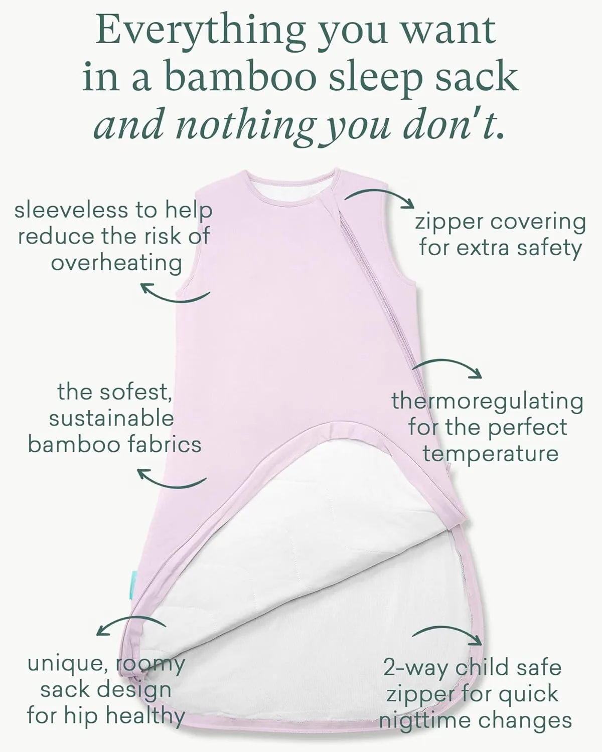 Supersoft Sleep Sack 1.0 TOG, Premium Bamboo Viscose Baby Sleeping Bag 2-Way Zipper Sleep Sack Baby Wearable Blanket