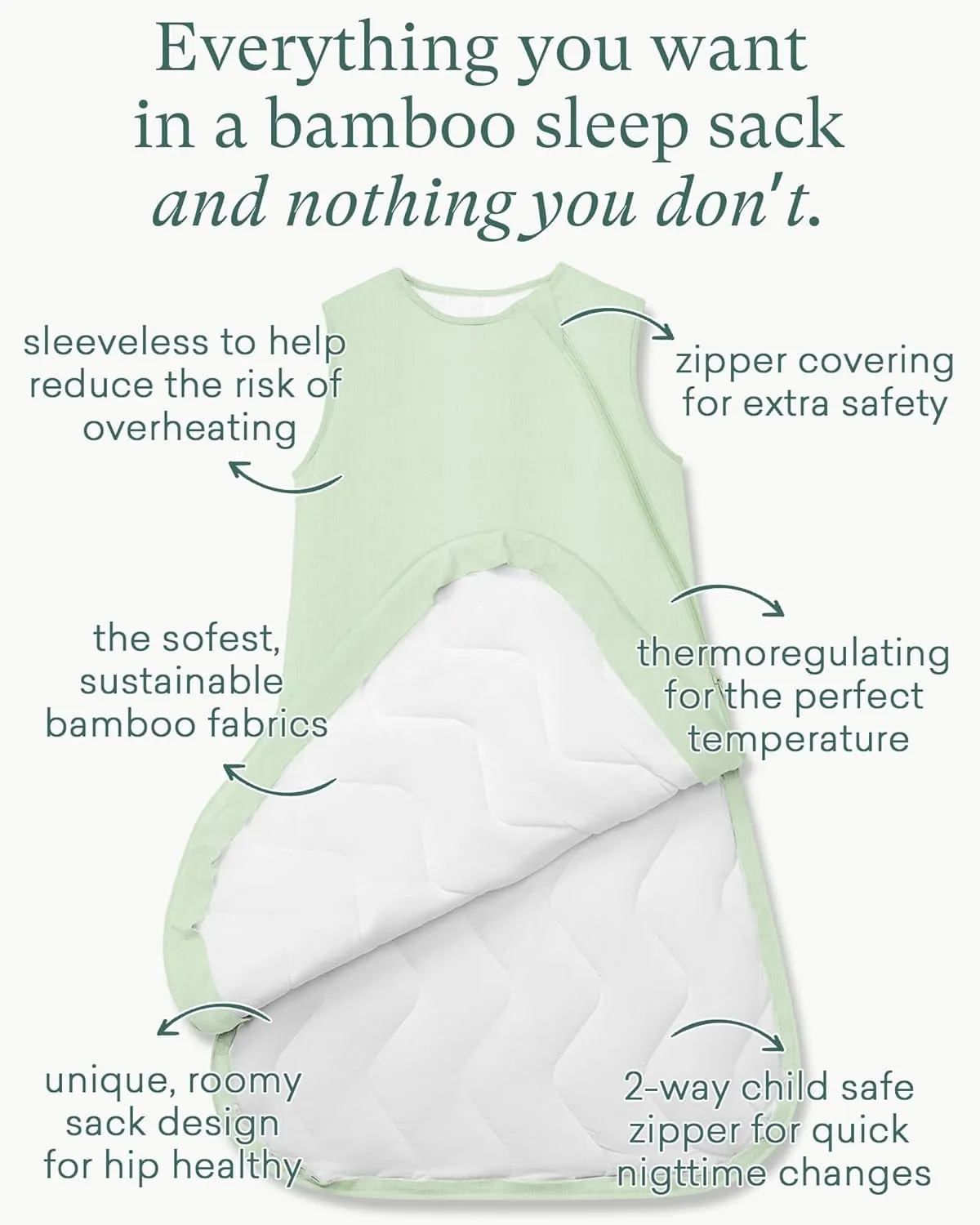 Supersoft Sleep Sack 1.0 TOG, Premium Bamboo Viscose Baby Sleeping Bag 2-Way Zipper Sleep Sack Baby Wearable Blanket