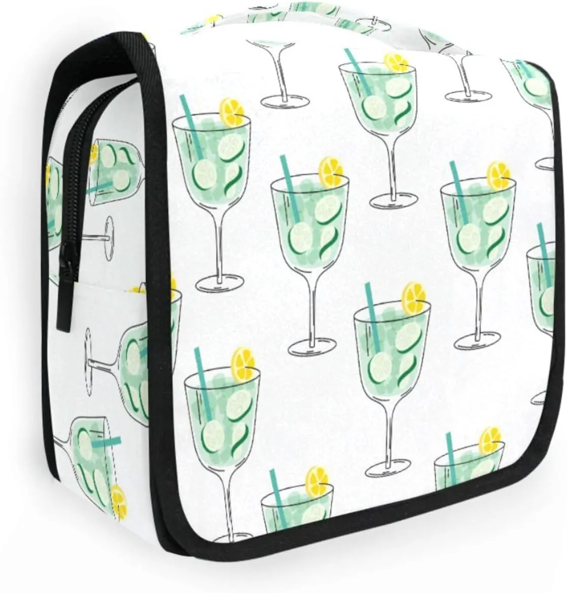 susiyo Hanging Travel Toiletry Bag Cucumber Cocktail Cosmetic Makeup Bag Portable Cosmetic Pouch Waterproof Shower Bag Travel Organizer Case for Women Girls