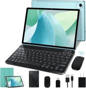 Tablet 10 inch Android 13 Octa-Core 2.0 GHz, 2 in 1 tablet 14GB RAM 128GB ROM TF 1TB, 5 8MP Camera, 8000mAh Battery, 5G WiFi, Bluetooth 5.0, HD IPS Screen Tablet with Keyboard and Mouse, Green