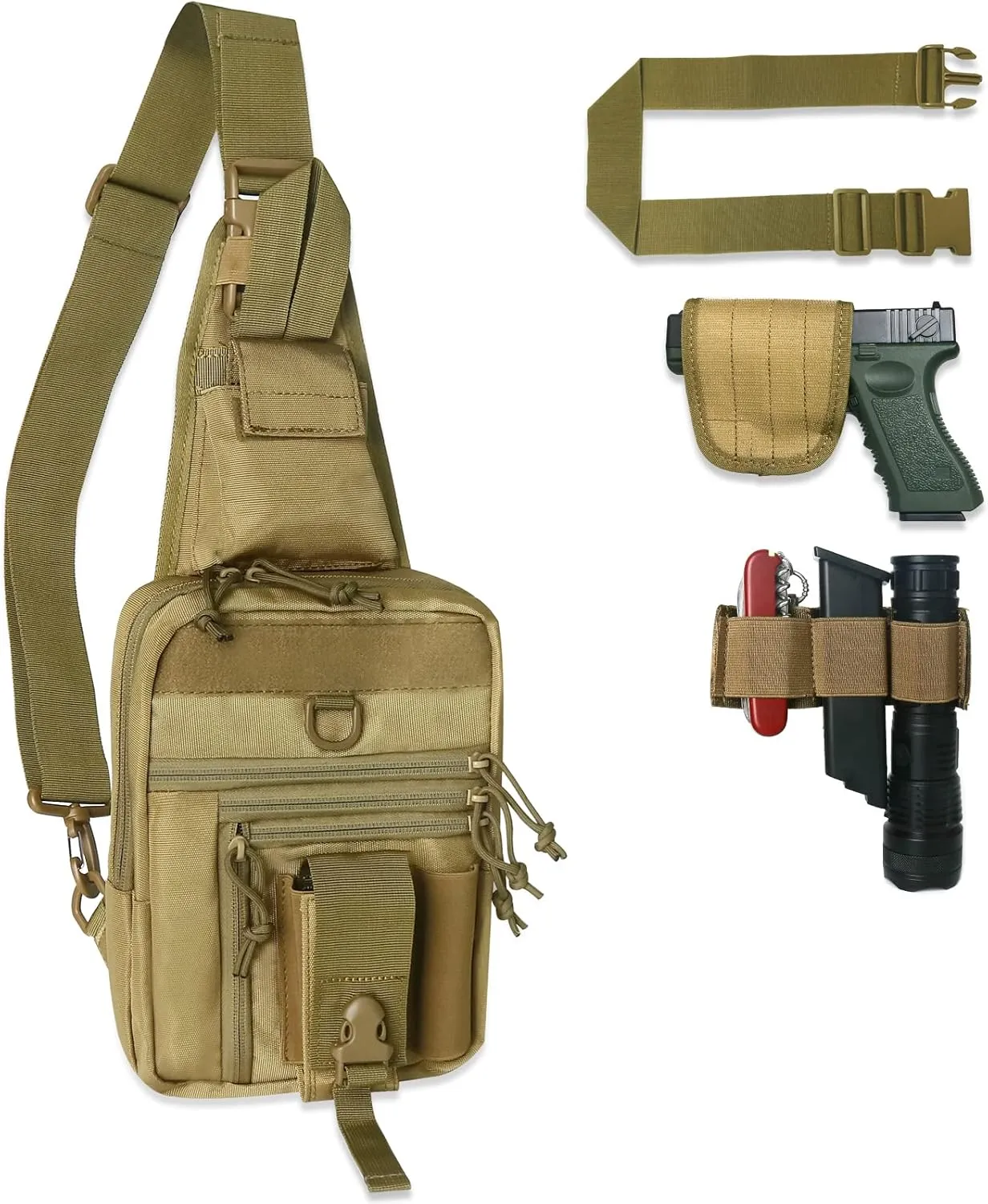 Tactical Chest Sling Pistol Bag Concealed Carry Handgun Chest Crossbody Pack Holster Shoulder Bag