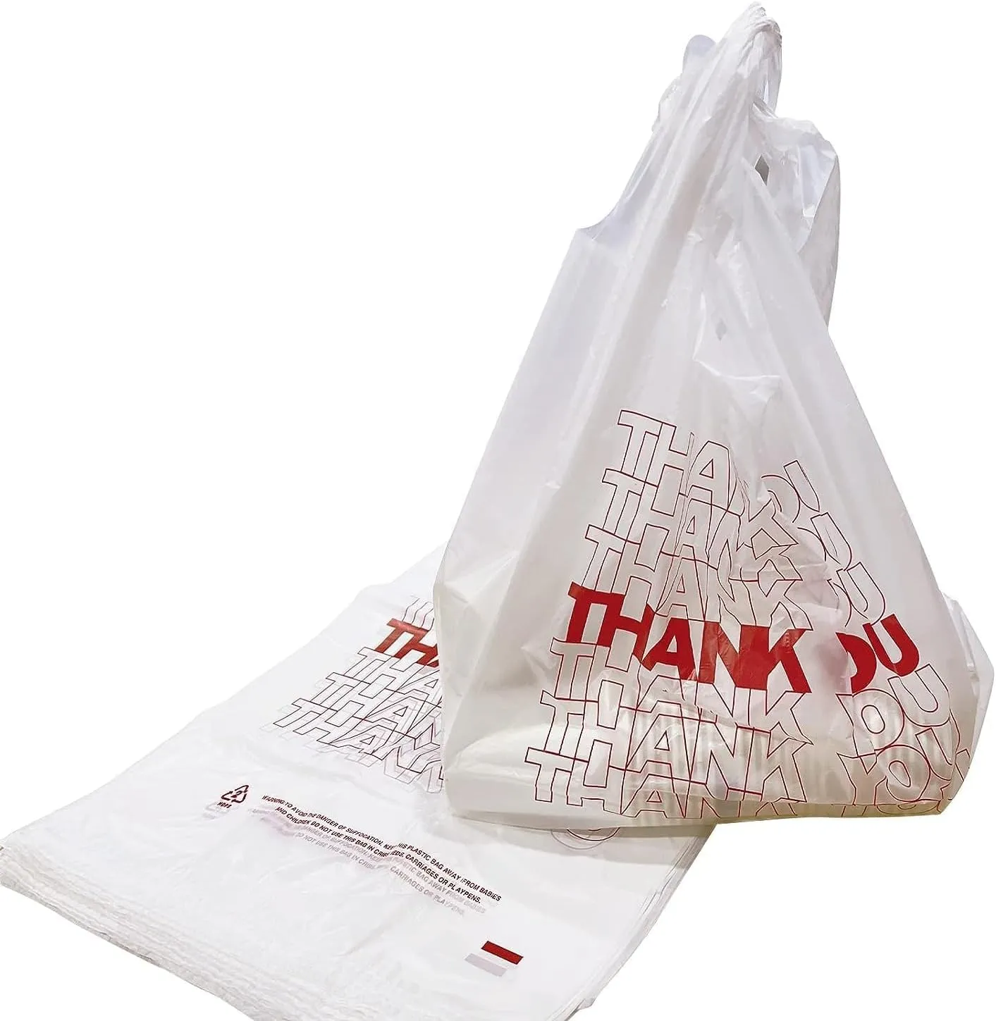 TashiBox 1000 Ct plastic bags/Shopping Bags/Thank You Bags/Reusable and Disposable Grocery Bags - Measures 11.5" X 6.25" X 21", 15mic, 0.6 Mil