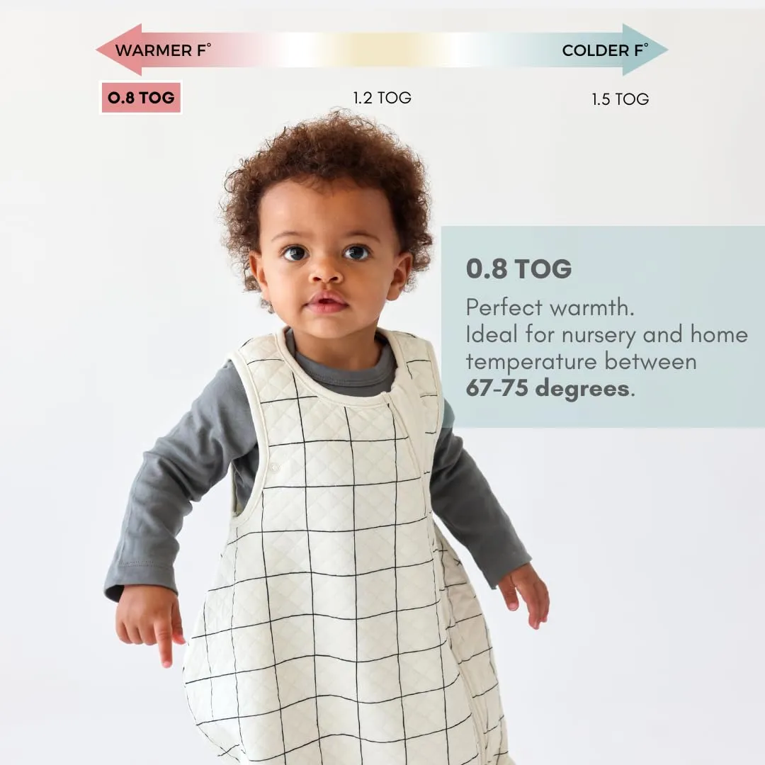 Tealbee Dreambag: Rayon made from Bamboo, Organic Cotton Baby Sleep Sack Universal Fit 6-24 months - 1.2 TOG All Season Baby Wearable Blanket - 2-way zipper - Checkered