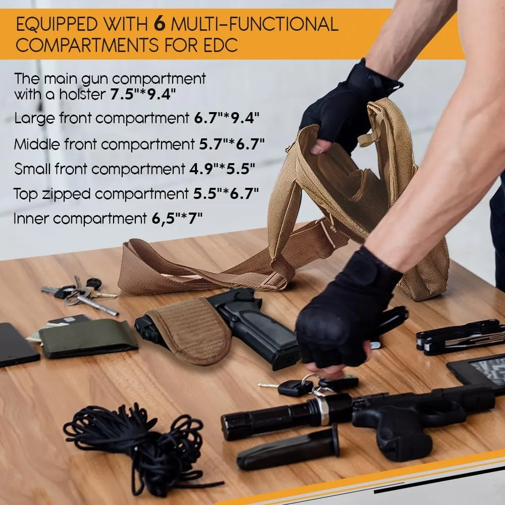 TECEUM Tactical Compact Sling Bag – CCW for Everyday – 10  Styles – Shoulder Crossbody Bag for Concealed Carry of Handgun