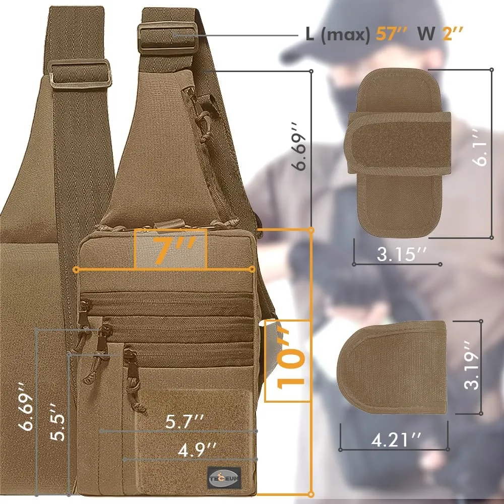 TECEUM Tactical Compact Sling Bag – CCW for Everyday – 10  Styles – Shoulder Crossbody Bag for Concealed Carry of Handgun