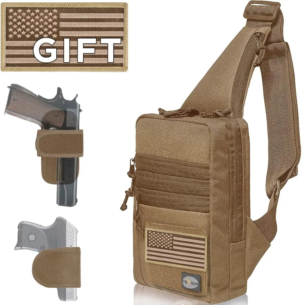 TECEUM Tactical Compact Sling Bag – CCW for Everyday – 10  Styles – Shoulder Crossbody Bag for Concealed Carry of Handgun