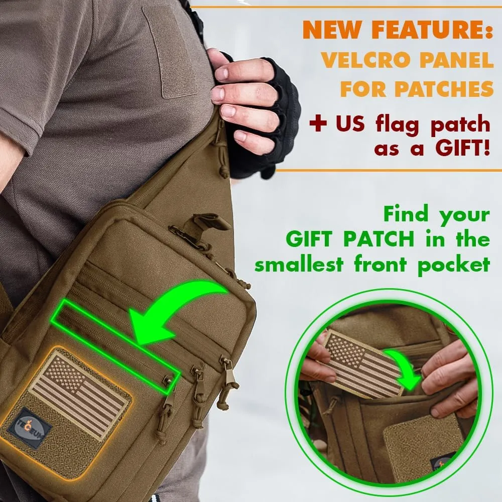 TECEUM Tactical Compact Sling Bag – CCW for Everyday – 10  Styles – Shoulder Crossbody Bag for Concealed Carry of Handgun