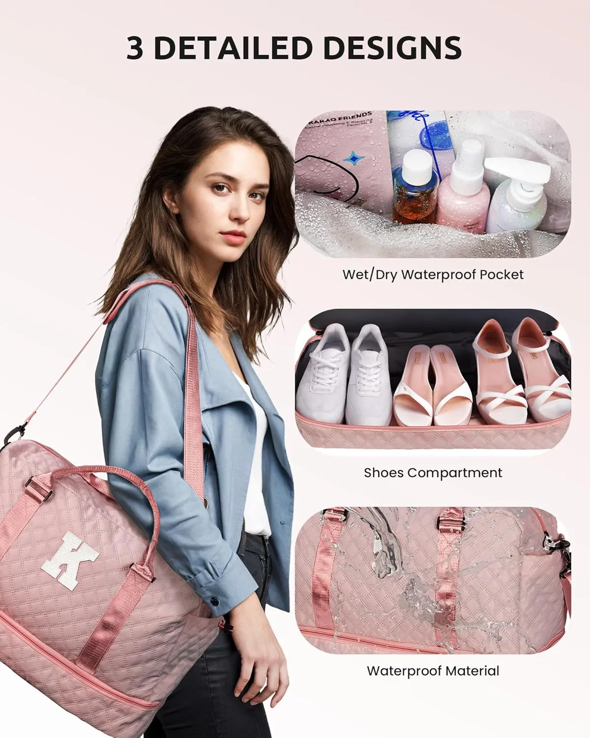 Teen Girl Gifts-Initial Duffle Bag with Shoe Compartment, Personalized Weekender Bag, Monogram Overnight Bag, Letter Travel Bag with Makeup Bag，Daughter Friend Gifts Kids Gift (Letter P)