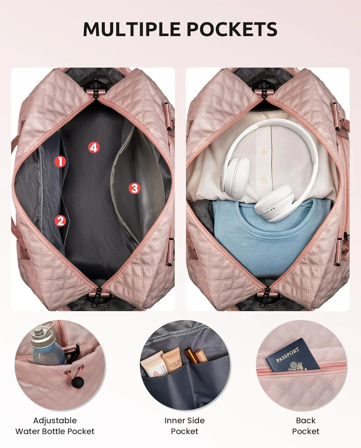 Teen Girl Gifts-Initial Duffle Bag with Shoe Compartment, Personalized Weekender Bag, Monogram Overnight Bag, Letter Travel Bag with Makeup Bag，Daughter Friend Gifts Kids Gift (Letter P)