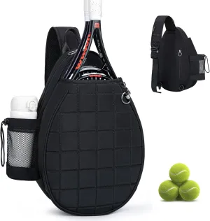 Tennis Bag, Quilted Tennis Backpack Holds 2 Rackets, Waterproof Crossbody Sling Pickleball Bags for Women, Men and Youth