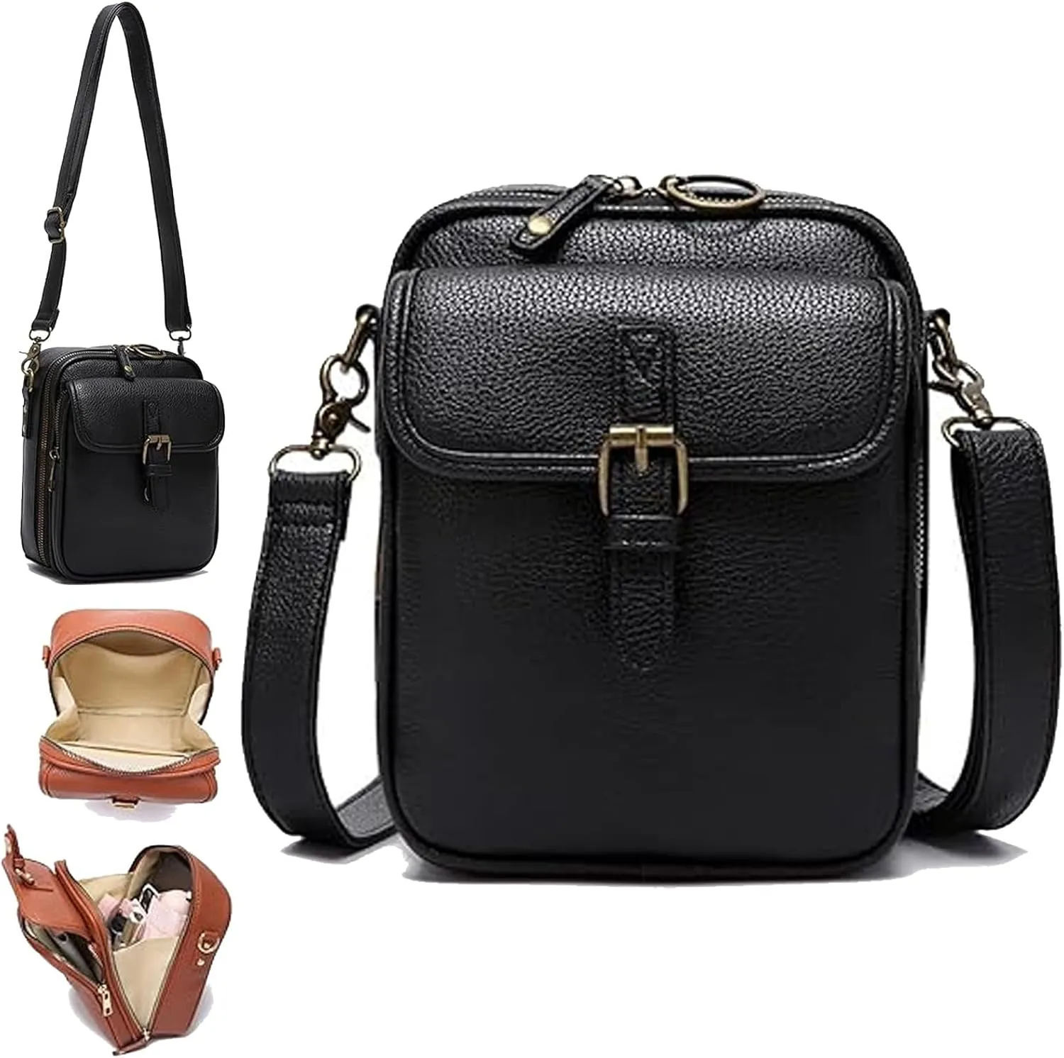 Tojoyride Crossbody Bag, Tojoyride Urvashi Anti Theft Crossbody Leather Purse Bag with Built in Wallet for Women