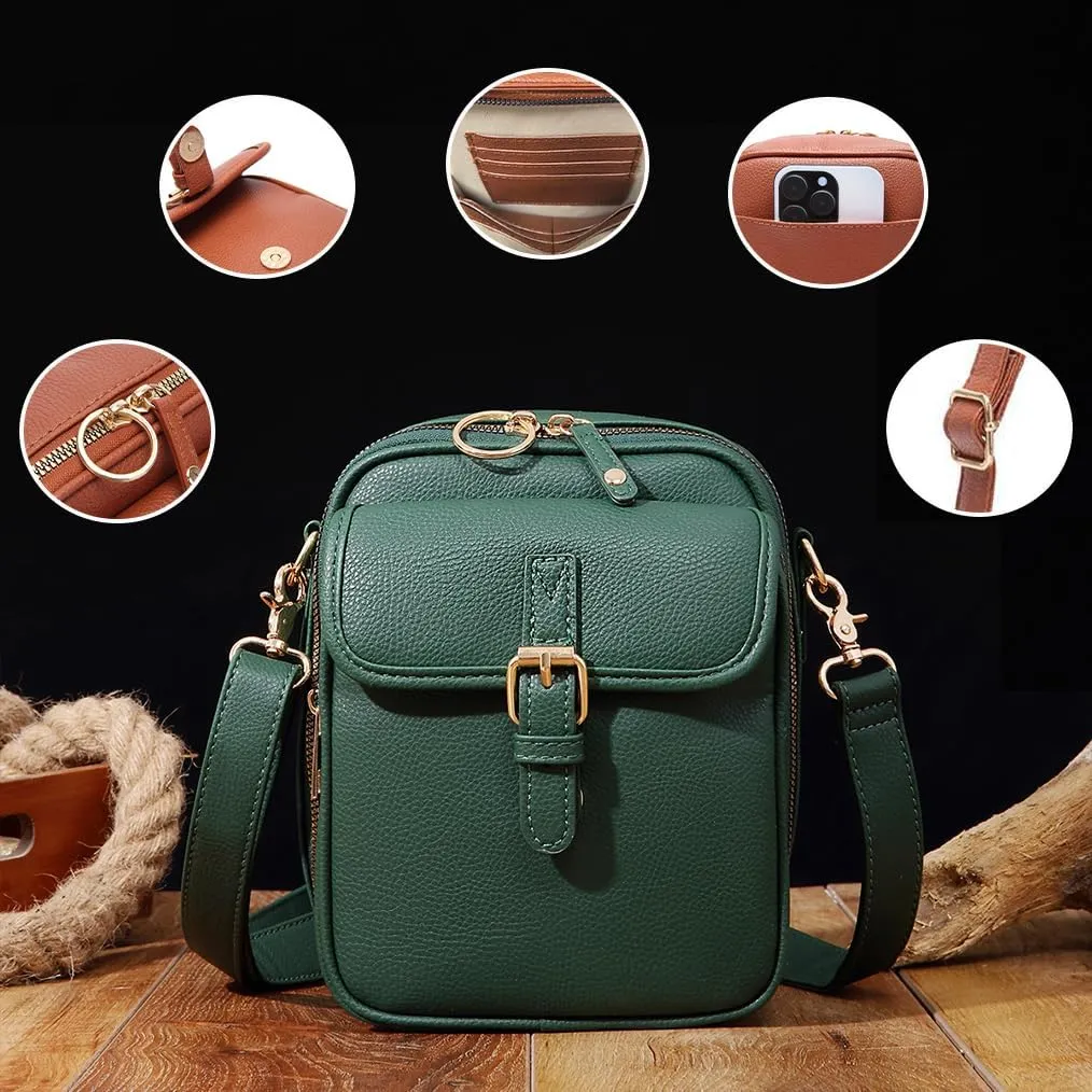 Tojoyride Crossbody Bag Urvashi Crossbody Bag Upgrade Vintage Double Layer Bags Shoulder Pu Purse With Card Slots