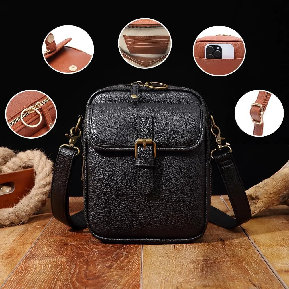 Tojoyride Crossbody Bag Urvashi Crossbody Bag Upgrade Vintage Double Layer Bags Shoulder Pu Purse With Card Slots