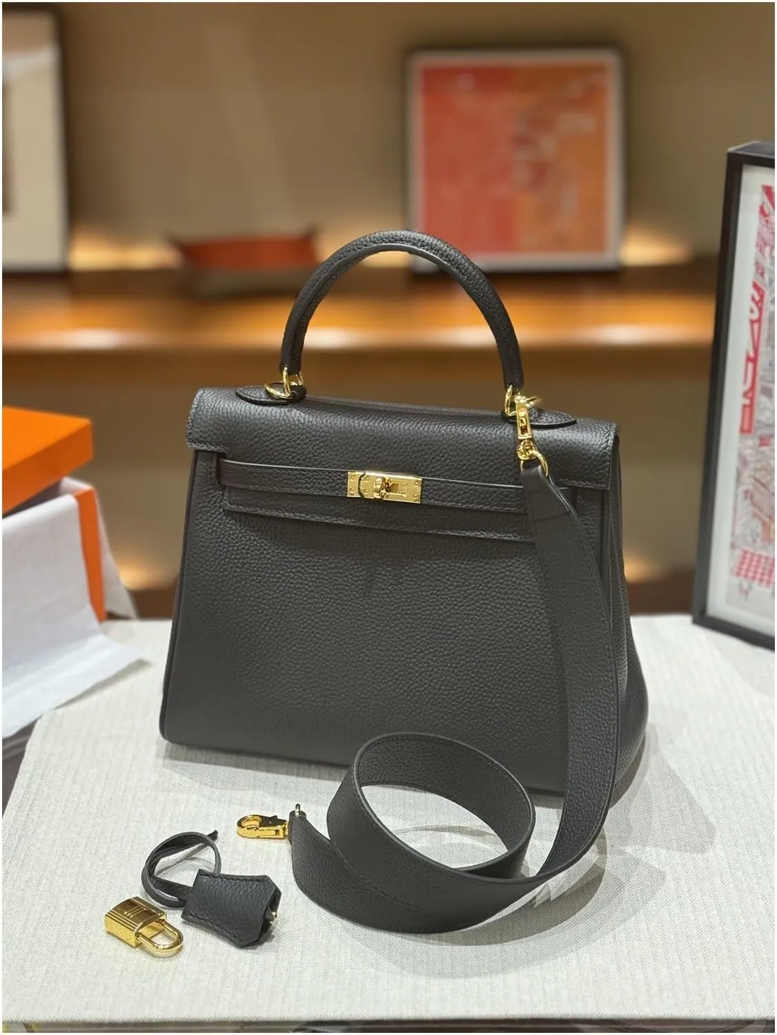 Tote Bag for Women, Genuine Leather Top Handle Handbag, Fashion Vintage Shoulder Bag, Crossbody, With 2 strap.