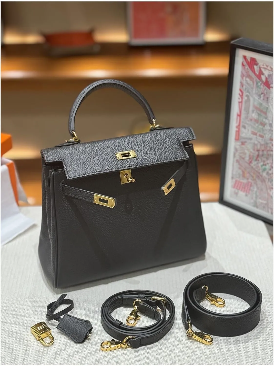 Tote Bag for Women, Genuine Leather Top Handle Handbag, Fashion Vintage Shoulder Bag, Crossbody, With 2 strap.