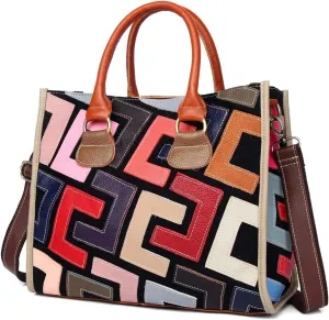 Tote Bag for Women Leather Large with Zipper - Shoulder bag, Purse with Floral