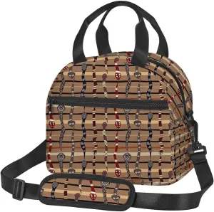 Traditional Animal Print,Insulated Reusable Lunch Bag Adult Large Lunch Box for Women and Men,Wildlife Prehistoric Snakes,Adjustable Shoulder Strap,Front Zipper Pocket,Multicolor