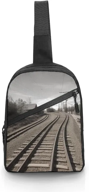 Train Track Cross Chest Bag Crossbody Backpack for Women Men Sling Bag Travel Hiking Daypack