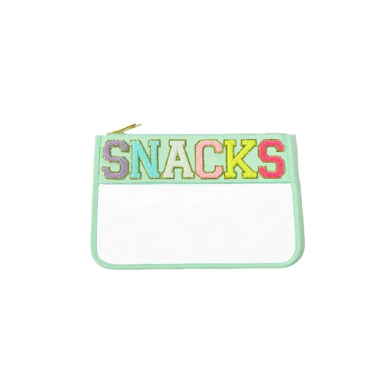 Transparent PVC waterproof travel cosmetic bag with embroidery