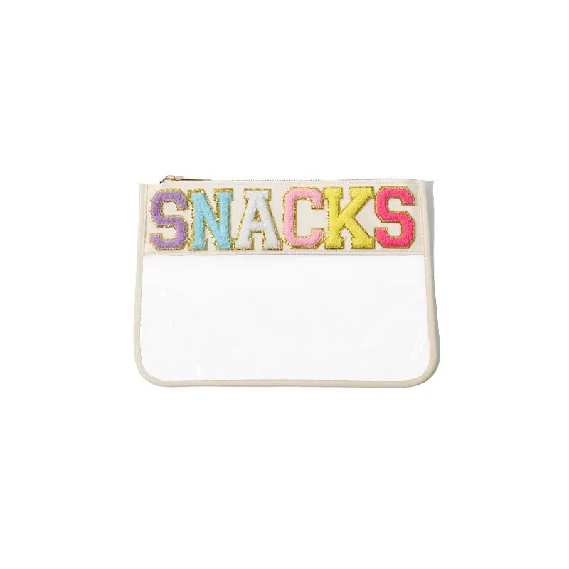 Transparent PVC waterproof travel cosmetic bag with embroidery