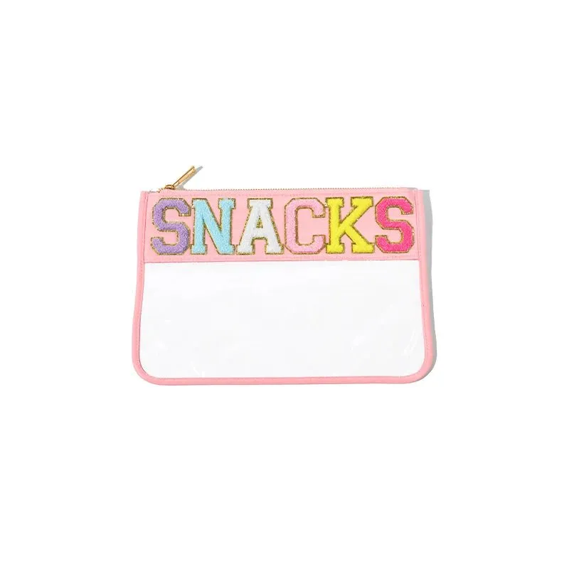 Transparent PVC waterproof travel cosmetic bag with embroidery