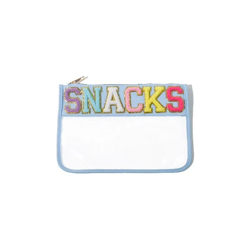 Transparent PVC waterproof travel cosmetic bag with embroidery