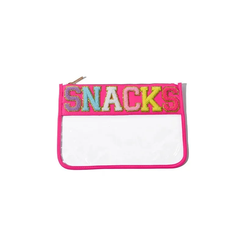 Transparent PVC waterproof travel cosmetic bag with embroidery