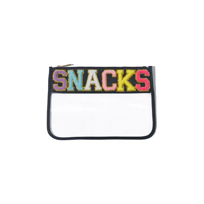 Transparent PVC waterproof travel cosmetic bag with embroidery