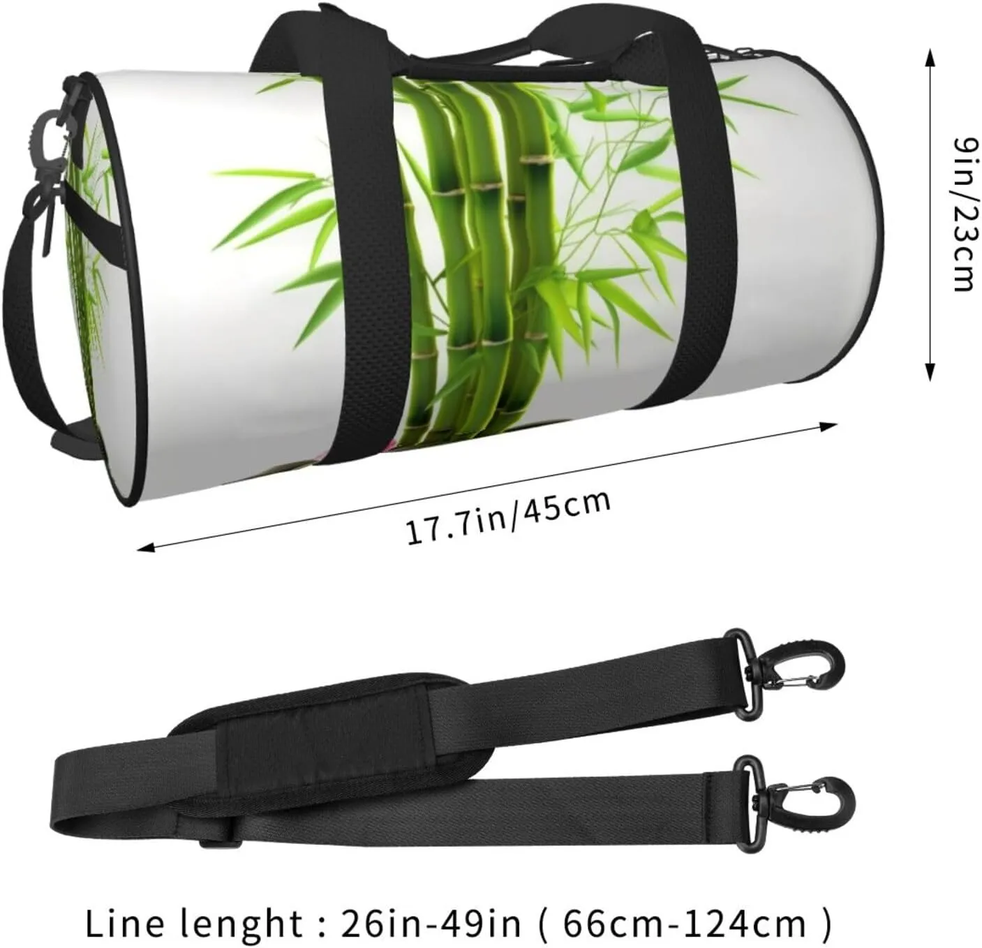 Travel Bag For Women,Green Bamboo Lotus Print Personal Item Duffle Bags,Weekend Travel Duffel Tote Bag,Travel Sport Gym Bag For Men,Airplane Travel Essentials For Flying