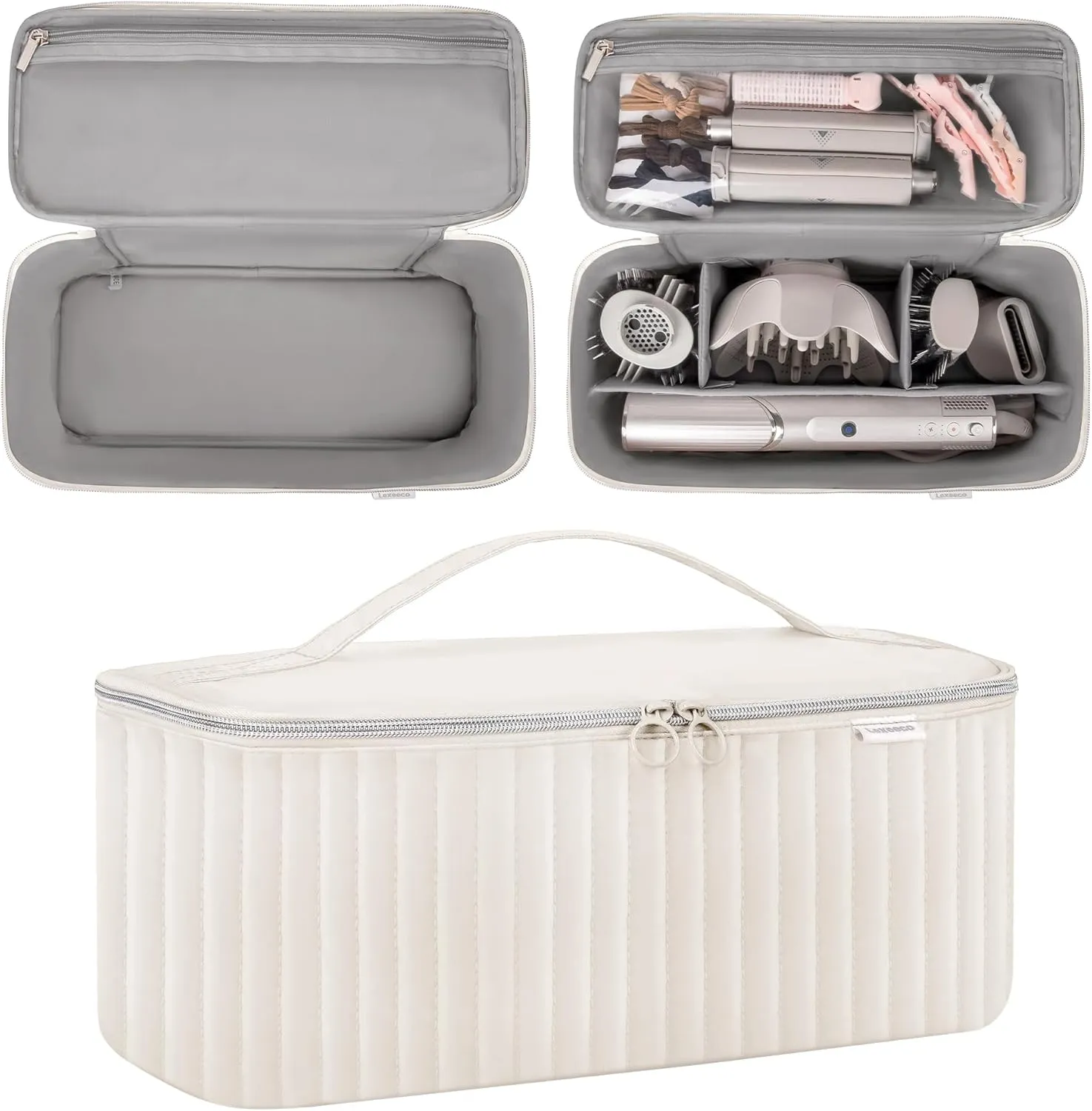 Travel Carrying Case for Hair Dryer Shark Flexstyle Dyson Airwrap Brush Hair Accessories Tools Storage Bag for Revlon Hairdryer Styler Organizer (Beige)
