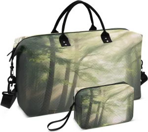 Travel Duffel Bag Large Weekender Overnight Bags for Women Men, Natural Forest Sunlight Gym Bag with Toiletry Bag