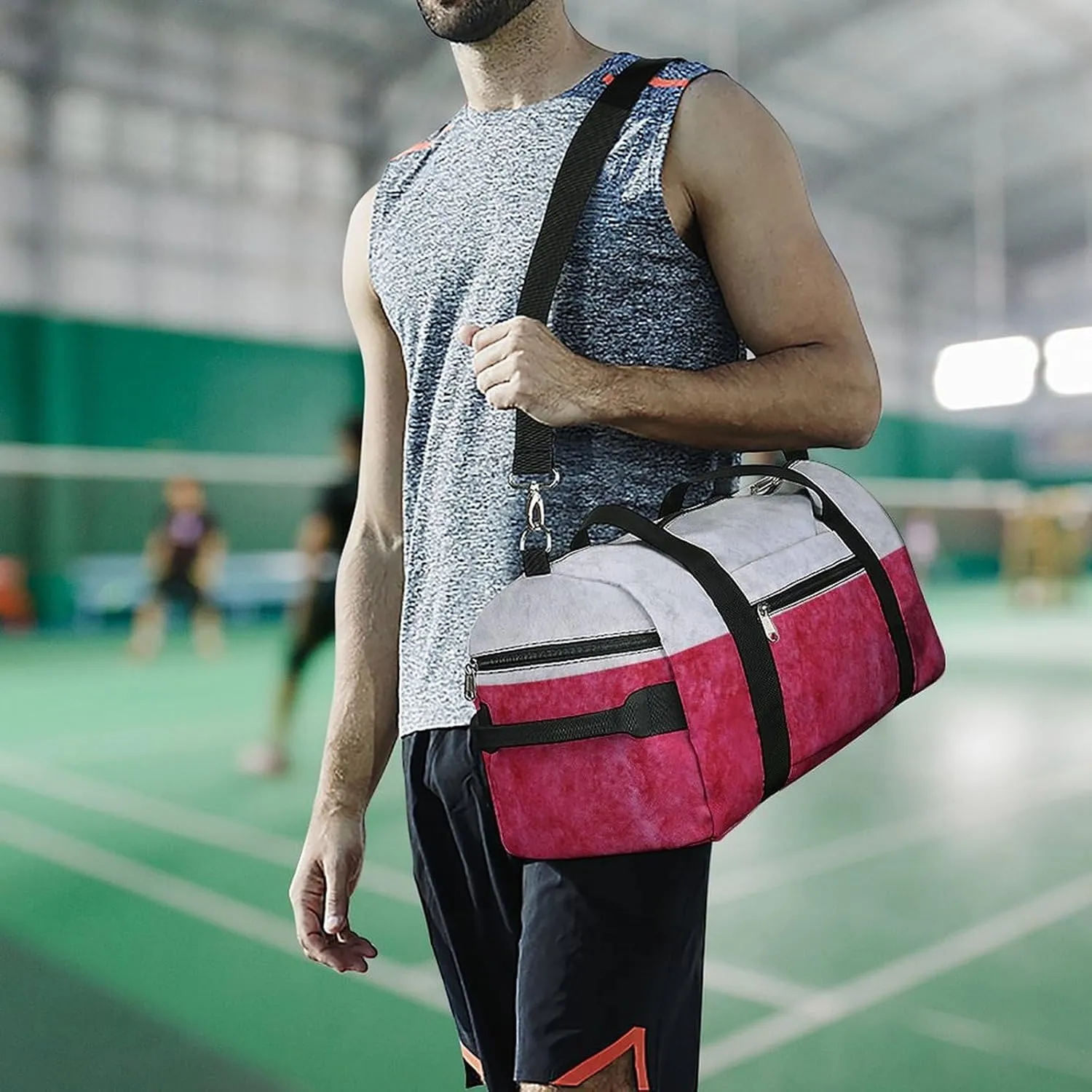 Travel Duffel Bag with Poland Flag Textured Shoe Compartment Waterproof Sports Gym