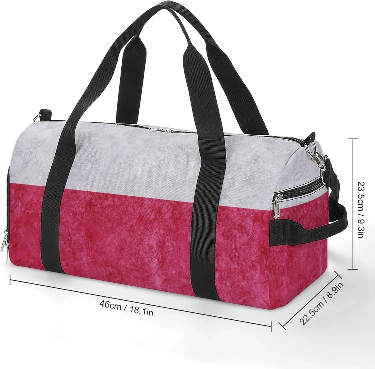 Travel Duffel Bag with Poland Flag Textured Shoe Compartment Waterproof Sports Gym