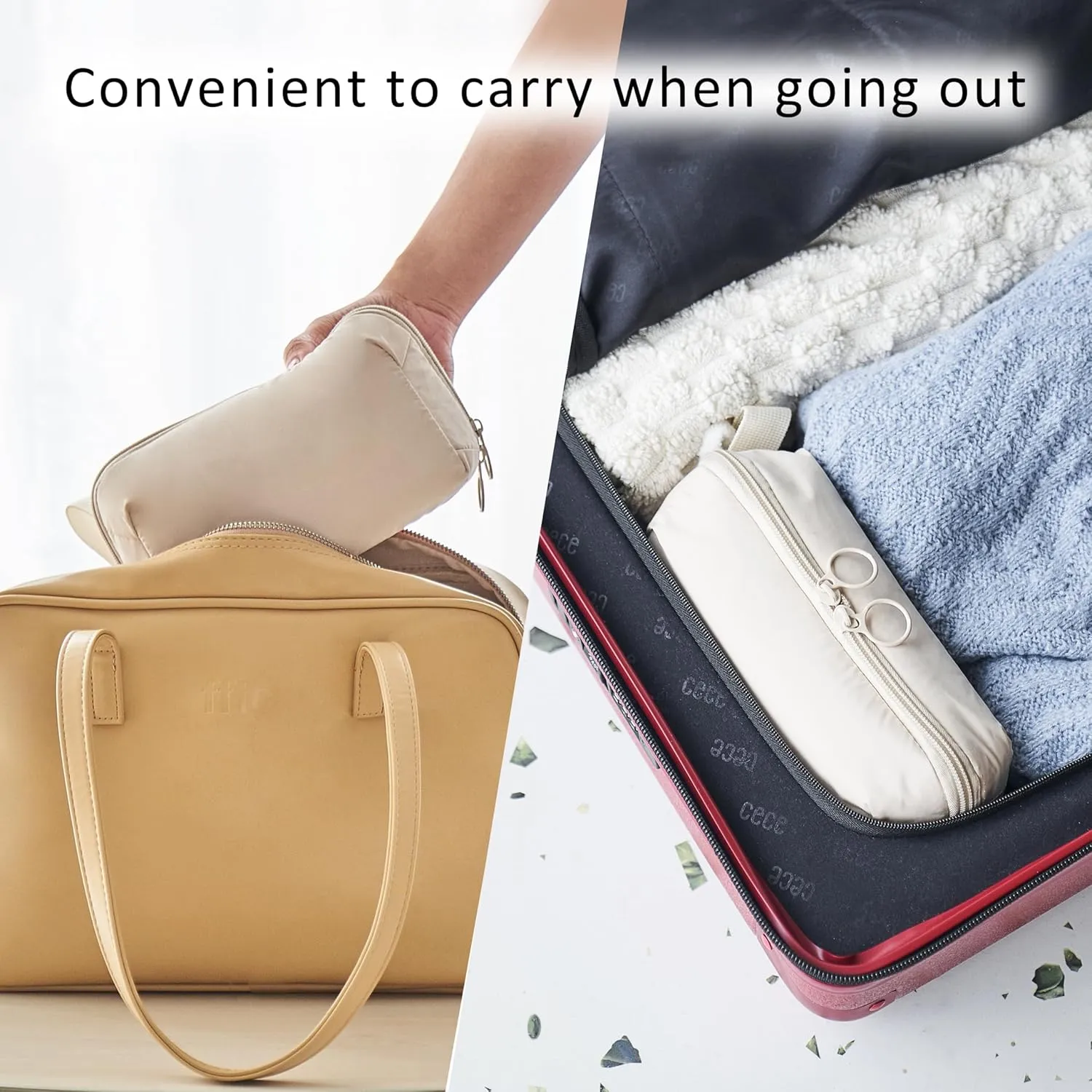Travel Makeup Bag Cloth Medium Cosmetic Case Lightweight for Women Double Zipper Wide Open Cosmetic Organizer with Compartments