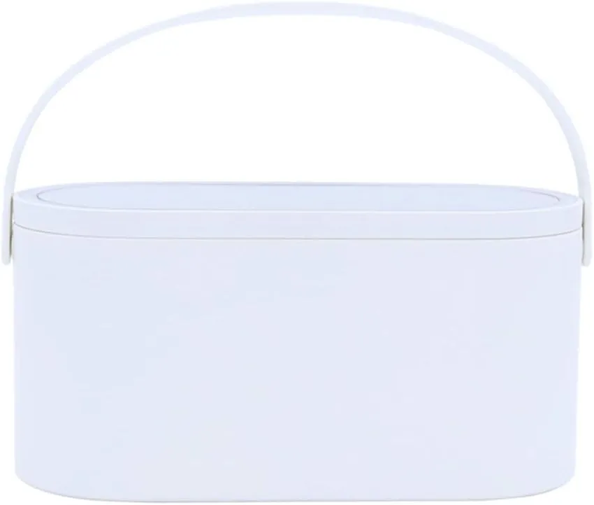 Travel Makeup Box with LED Lighted Mirror, Multi-purpose Cosmetics Box Carrying Case Women's Dat Gift, White, Travel Size (Instruction included)