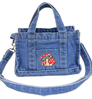 Trendy Mini Denim Crossbody Shoulder Mushroom Bag