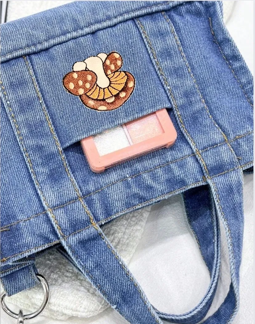 Trendy Mini Denim Crossbody Shoulder Mushroom Bag