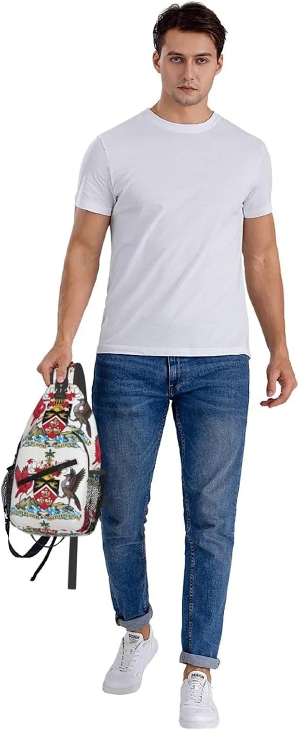 Trinidad and Tobago Coat of Arms Crossbody Bag Cross Chest Bag Adjustable Sling Backpack Sports Gym Shoulder Bags Travel Cycling Daypack Diagonally Casual Rucksack
