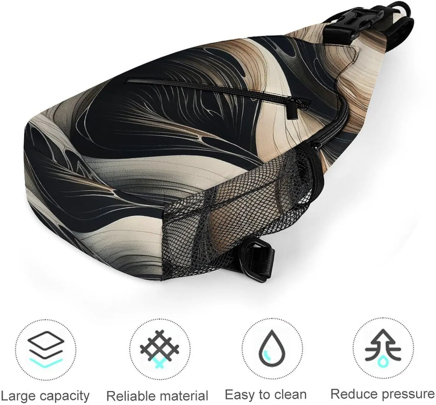 Two Wavy Lines Sling Backpack Crossbody Sling Bag Chest Bag Daypack Fanny Pack Cross Body Bag for Outdoors