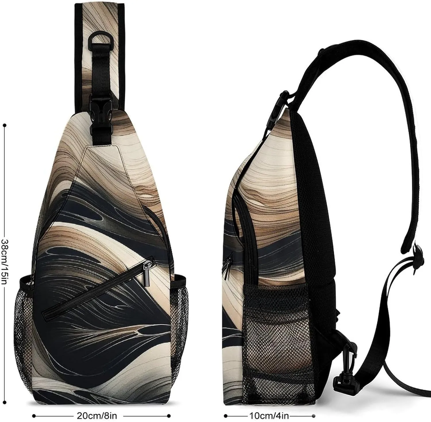 Two Wavy Lines Sling Backpack Crossbody Sling Bag Chest Bag Daypack Fanny Pack Cross Body Bag for Outdoors