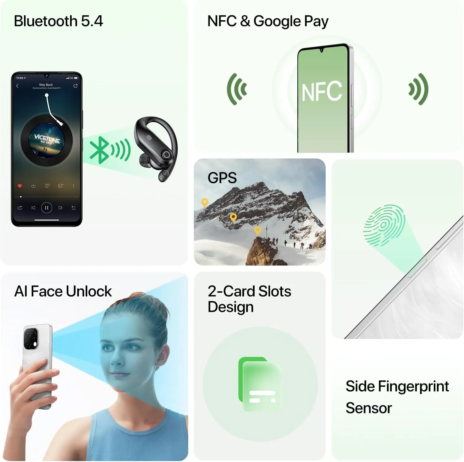 UMIDIGI G9C Android 14 Unlocked Cellphone,Octa-core 12GB  128GB Expand 1TB Unlocked Smartphone,6.75" HD  90Hz,5000mAh Battery,50MP Camera,GPS,BT 5.4,NFC,AI Face Unlock,Warranty,White