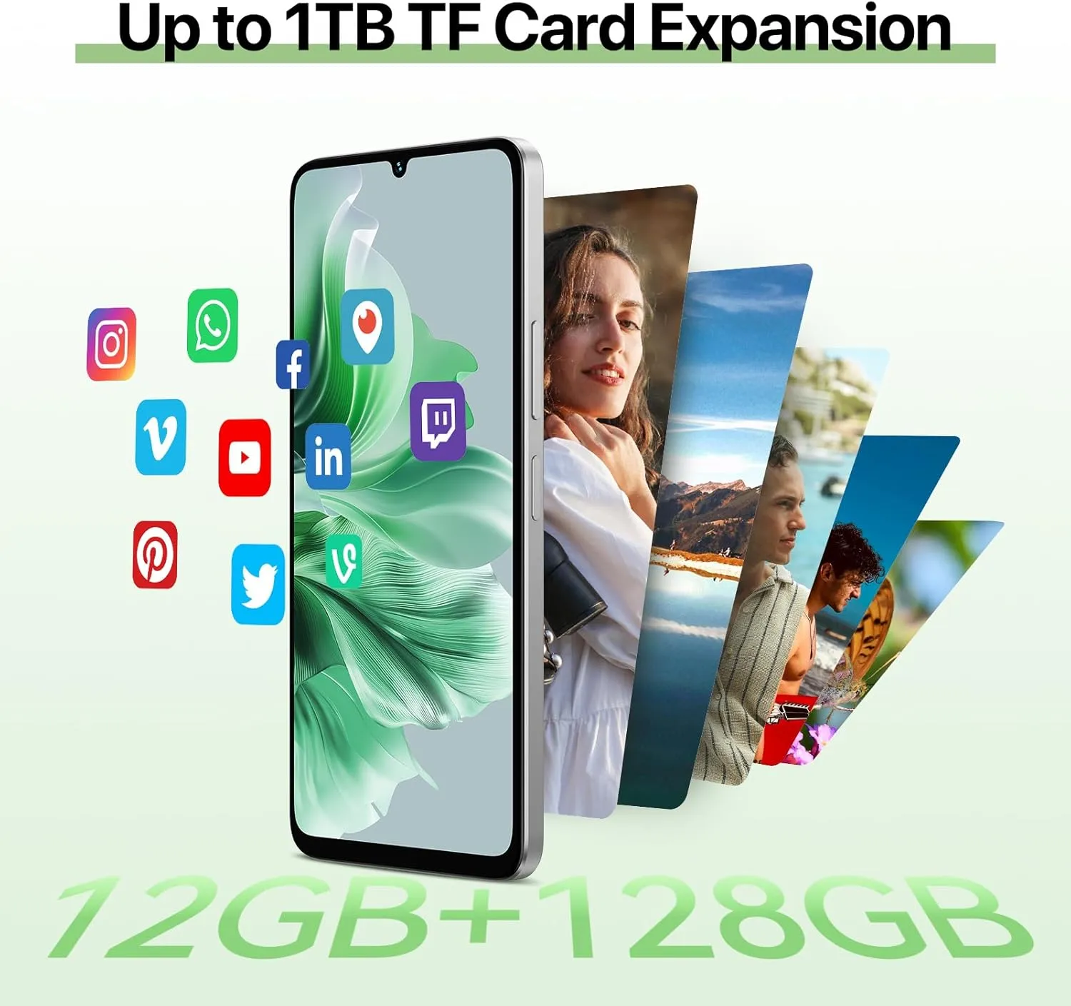 UMIDIGI G9C Android 14 Unlocked Cellphone,Octa-core 12GB  128GB Expand 1TB Unlocked Smartphone,6.75" HD  90Hz,5000mAh Battery,50MP Camera,GPS,BT 5.4,NFC,AI Face Unlock,Warranty,White