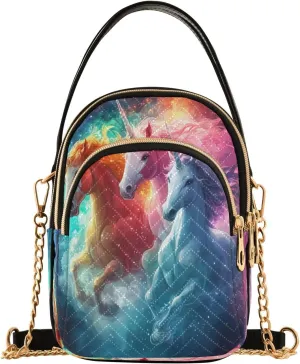 Unicorn Galaxy Nebula Animal Horse Crossbody Bag for Women Mini Cell Phone Purse Women's Shoulder Handbag