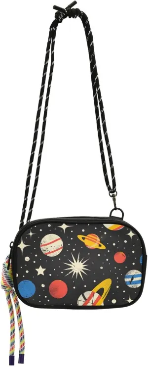 Universe Cross Body Bag for Mens Practical with Credit Card Slots Black Handbag Date bolsos economicos para dama