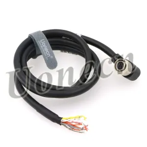 Uonecn Hirose 12 Pin Female Right Angle to Open End Power Cable for Hitachi Coaxial Cord for Sony Basler Cameras 39 inches