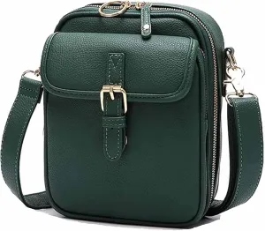 Urvash Crossbody Leather Bag, Anti Theft, Vintage Leather, with Two Compartments and 10 Card Slots for Women