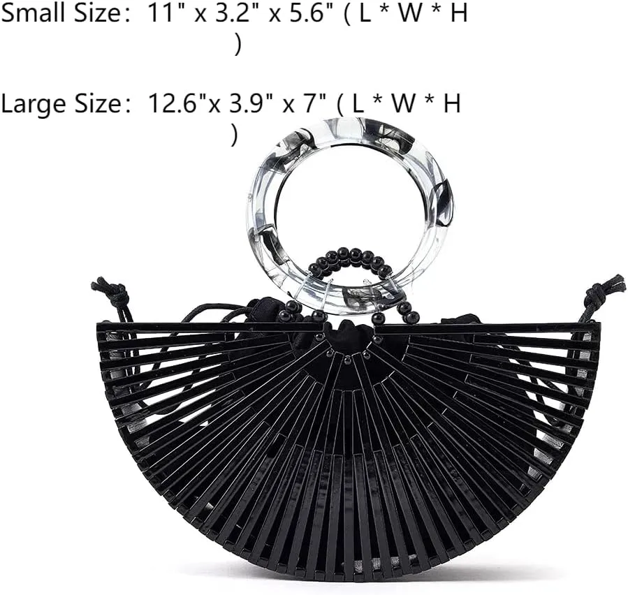 VAKAER Women Bamboo Purse Summer Beach Tote Bags Handmade Handbag with Inner bag