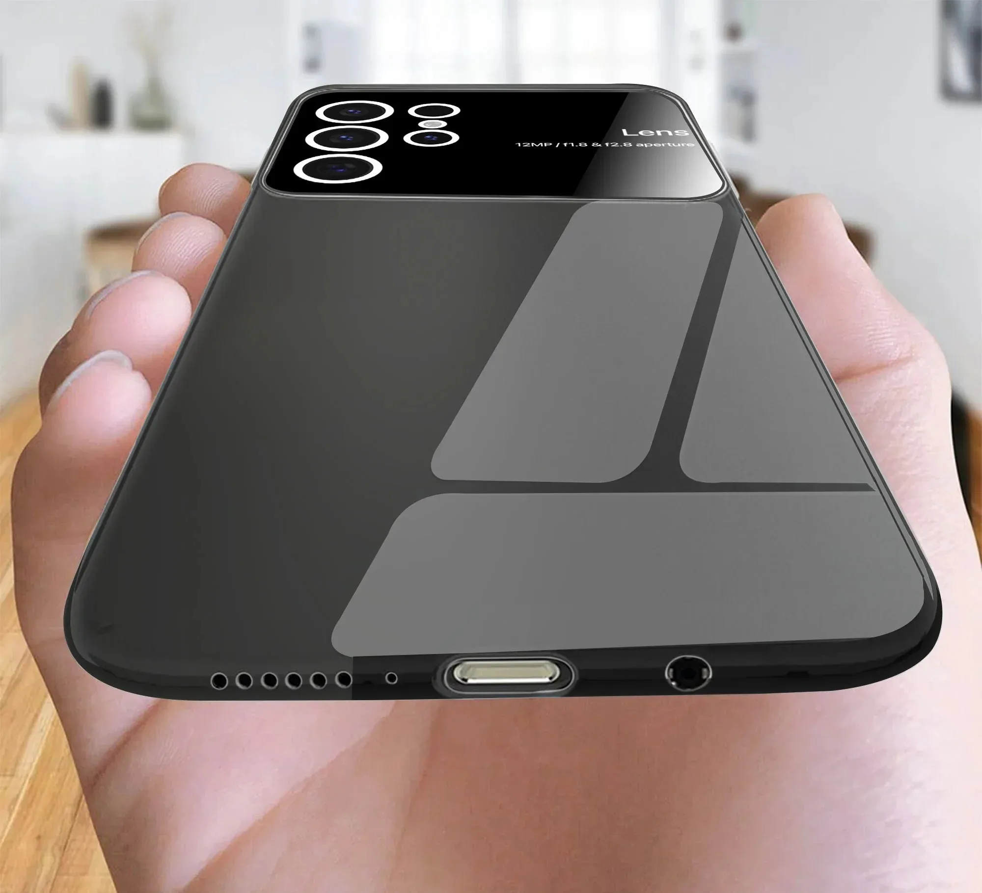 Vaku® Samsung Galaxy S23 Ultra Polarized Large Window Glass Camera Protector Dual Layer Shockproof Back Cover