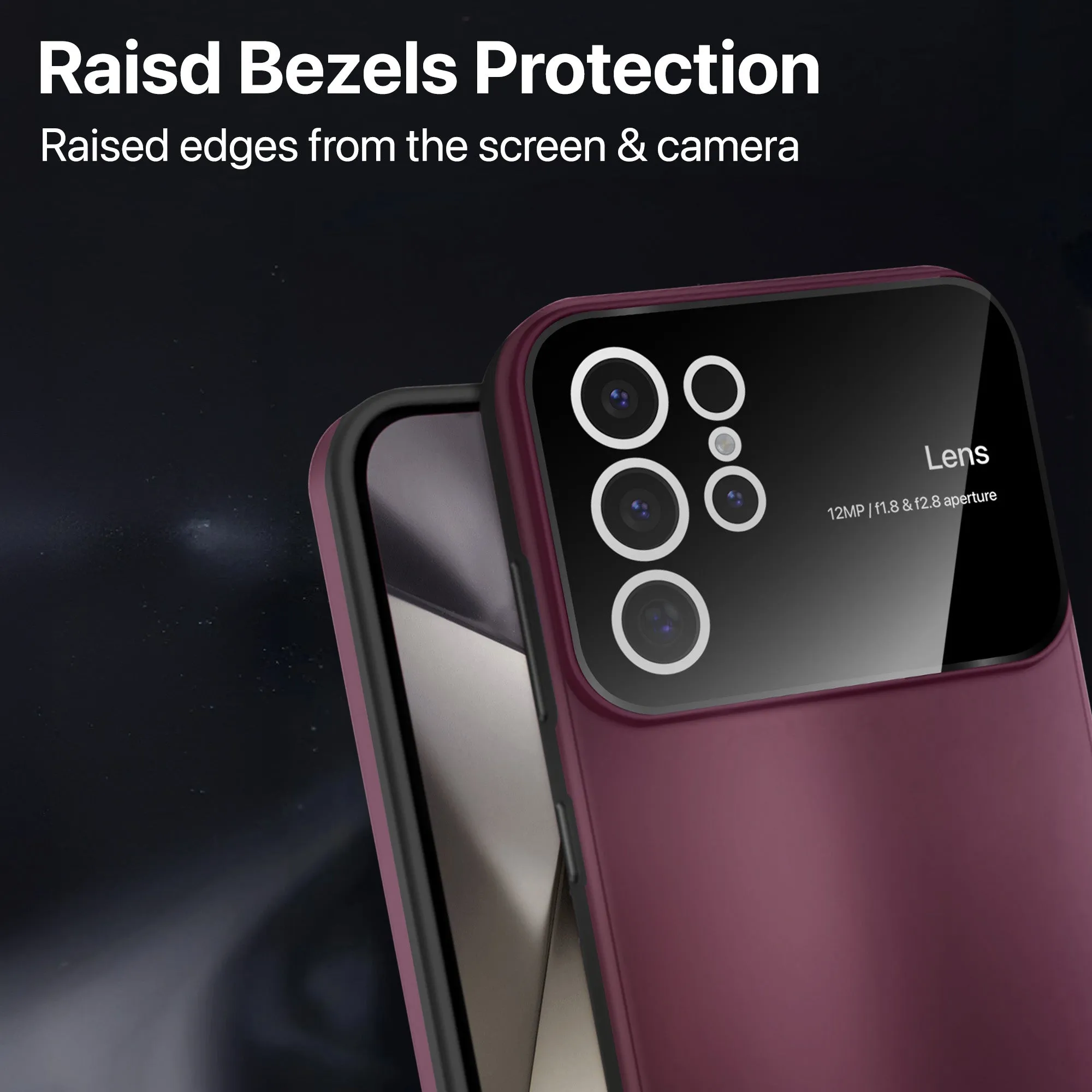 Vaku® Samsung Galaxy S23 Ultra Polarized Large Window Glass Camera Protector Dual Layer Shockproof Back Cover